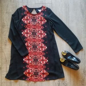 NWOT Black Shift Dress with Floral Pattern XS
